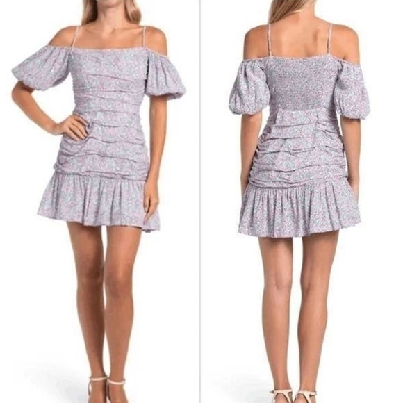 NWT Nordstrom ASTR Blue Pink Ditsy Floral Mini Dress - Picture 1 of 10